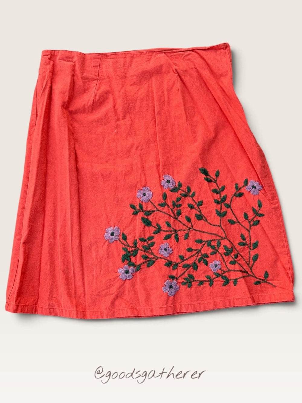 VINTAGE American Outfitters Embroidered Cotton Midi Skirt XL Cottagecore Floral